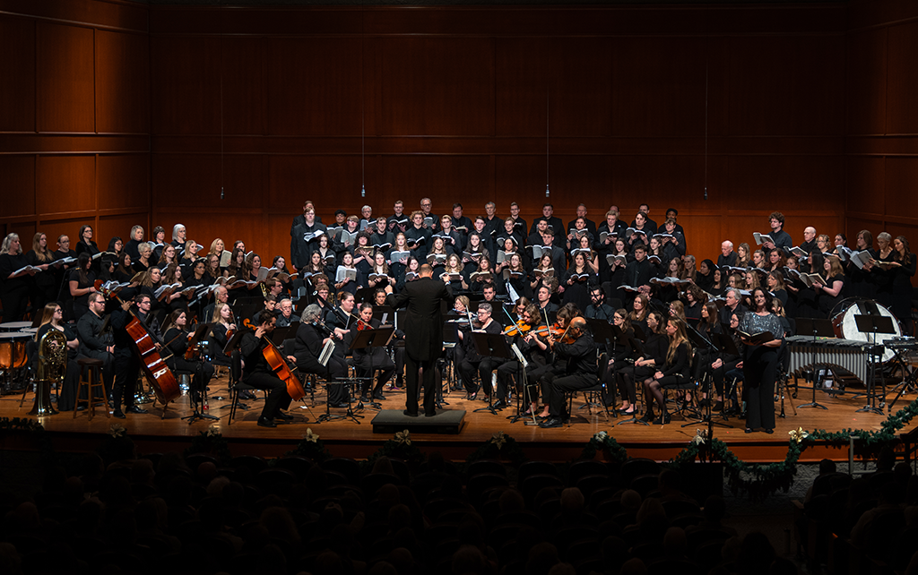 Orchestra playing on stage